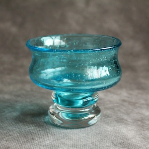 Vintage Swedish Glass Bowl,Art glass,Glass on foot,Blue glass vase,Swedish art glass vases,Glass candle holder,Glasbruk,Home decor