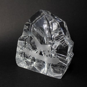 Crystal Iceberg Paperweight with Horse, Bergdala Glasbruk, J. Johansson,Scandinavian Art Glass Crystal Horse Paperweight