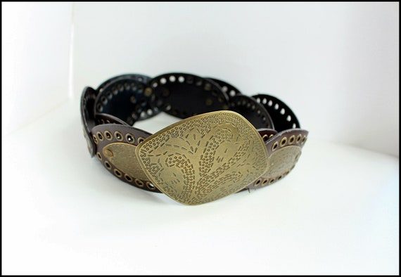 MOROCCAN Style Faux Leather Belt Black and Copper O/S moroccan belt products for sale | eBay main image 2