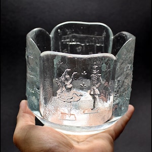 RARE Kosta Boda Hans Christian Andersen Storybook Candle Holder Vintage Thick Glass,Heavy crystal mold bowl,Scandinavian Vintage Glass Bowl.