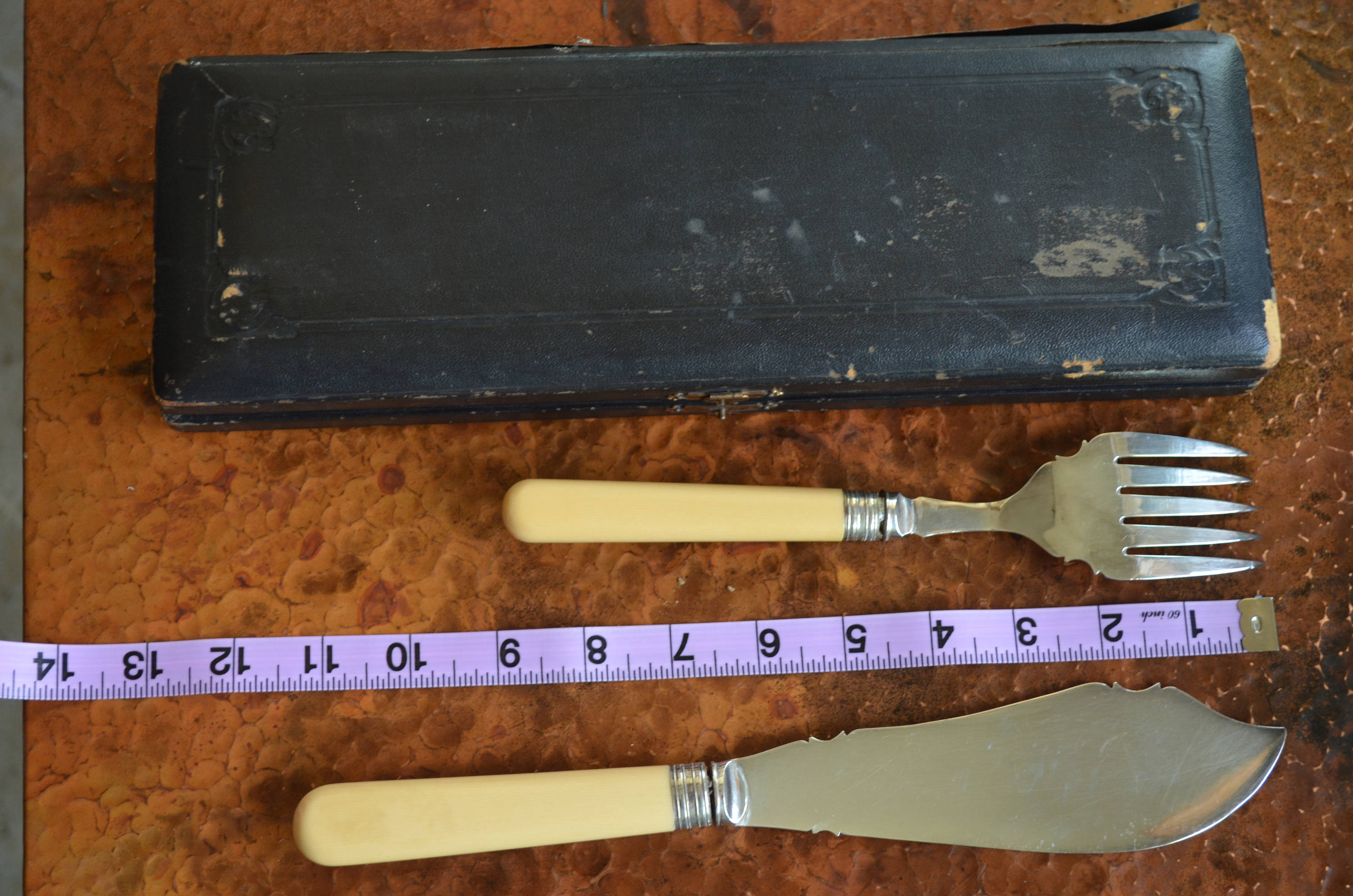 Antique Ivory Handled Fish Fork and Knife Serving Set Etsy