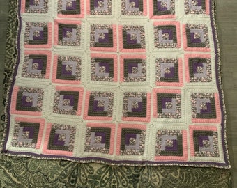 Pink and Purple Quilted Afghan Blanket