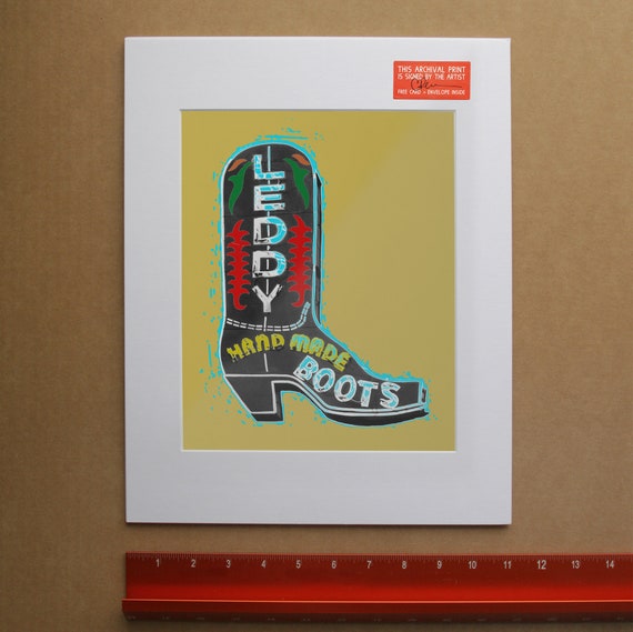 Fort Worth Texas Art Poster Print Boot Leddys Leddy Ml Leddy Etsy Ireland