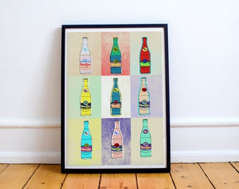 TOPO CHICO Austin Texas warhol colorful texas art print poster screenprint gift guy boyfriend lover graduation girlfriend boyfriend dad gift