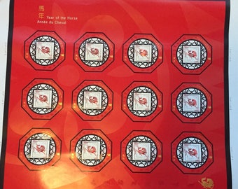 2002 Year of the Horse Uncut Press Sheet -Canada -
