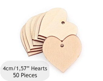 Laser cut wooden heart shapes mdf mariage de noël ornements craft 40,50,60 mm