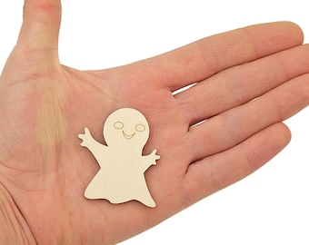 Wooden Ghost (5cm) Shape Art Projects Craft Halloween Decoration Gift Decoupage Ornament MG000458
