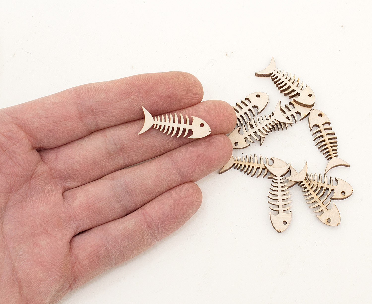 10x Wooden Fish Skeleton 3cm Art Projects Wood Fish Etsy