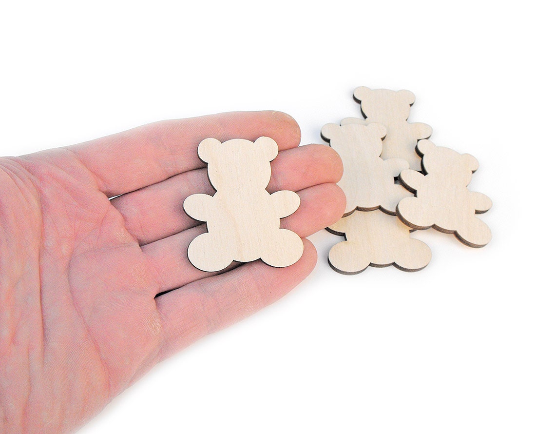 5pcs. Wooden Teddy Bear 45cm Shapes Ornaments Craft Etsy