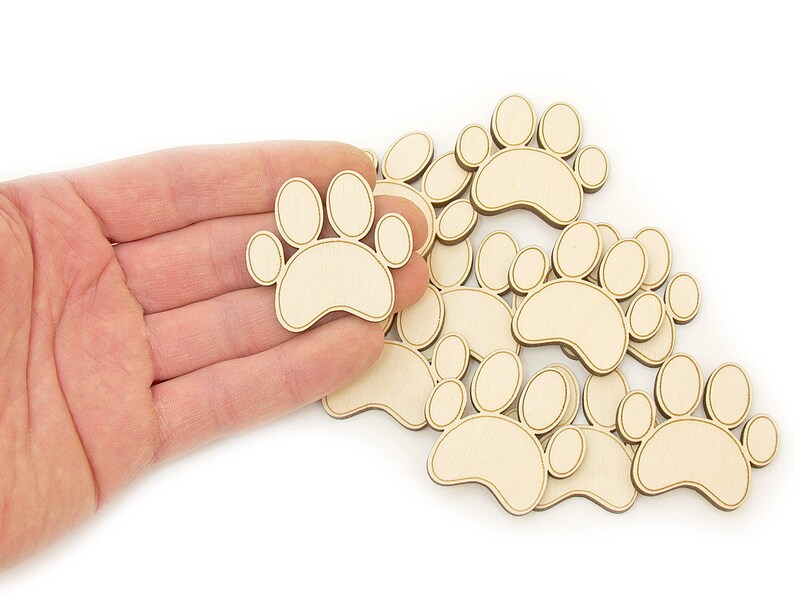 10pcs. Wooden Dog Paws 4cm Animal Embellishments Blank Cat Etsy