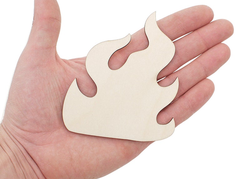Wooden Flame Fire Cutout Shapes Blanks Ornaments Craft Decoration Gift Decoupage Unpainted 10cm