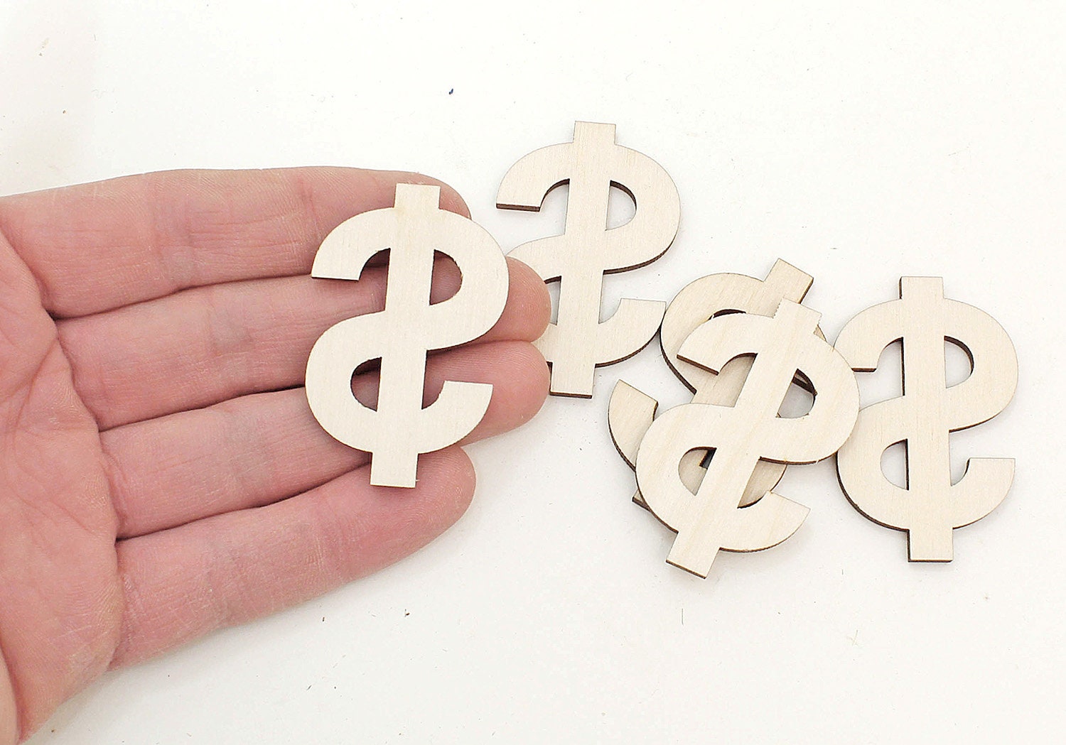 5pcs. Wood Dollar Sign Cutouts 5cm Wooden Dollar Money Etsy