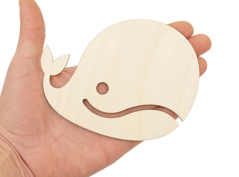 13cm Wooden Whale Shape Embellishment Sea Animals Craft Decoration Wood Nautical Whale MG000494