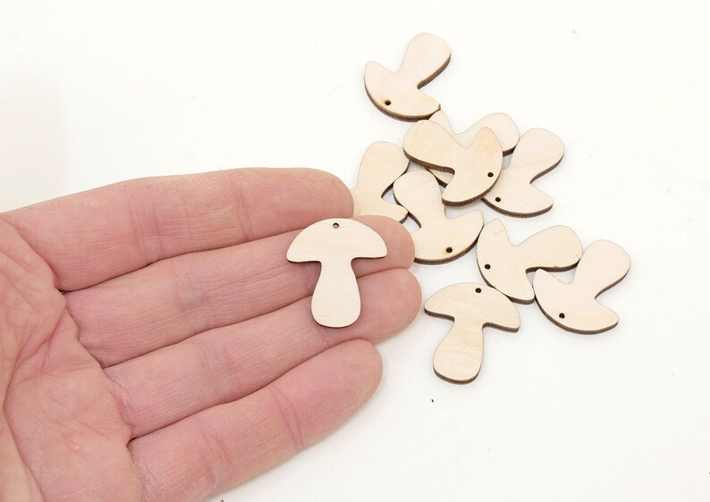 wooden cutouts MG000810 Wood Blanks Wooden craft supplies 10x Wooden Mini Mushroom Shapes 1