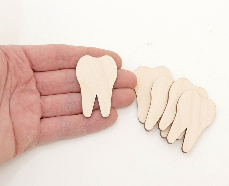 5x Wooden Teeth Shapes 5cm Wood Tooth Craft Embellishments Etsy
