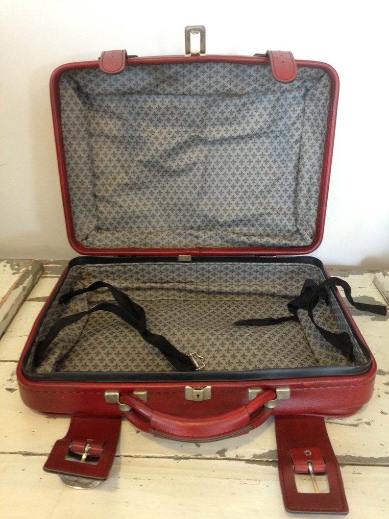 Bag Suitcase folder in sky red 80s Etsy