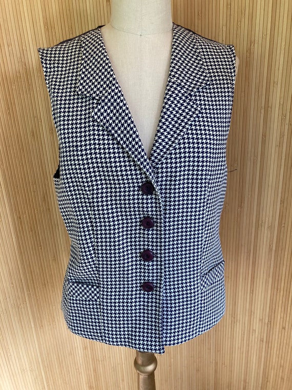 Joan Walters Navy Houndstooth Vest