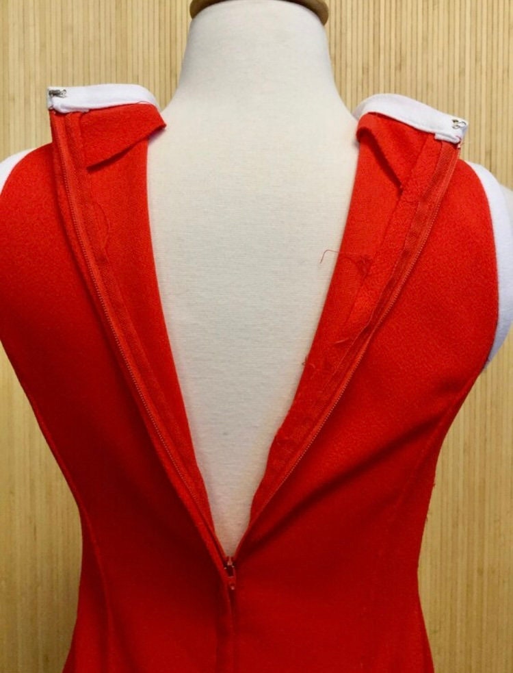 70’s Red Pleated Maxi Dress with Belt by Adam Jay