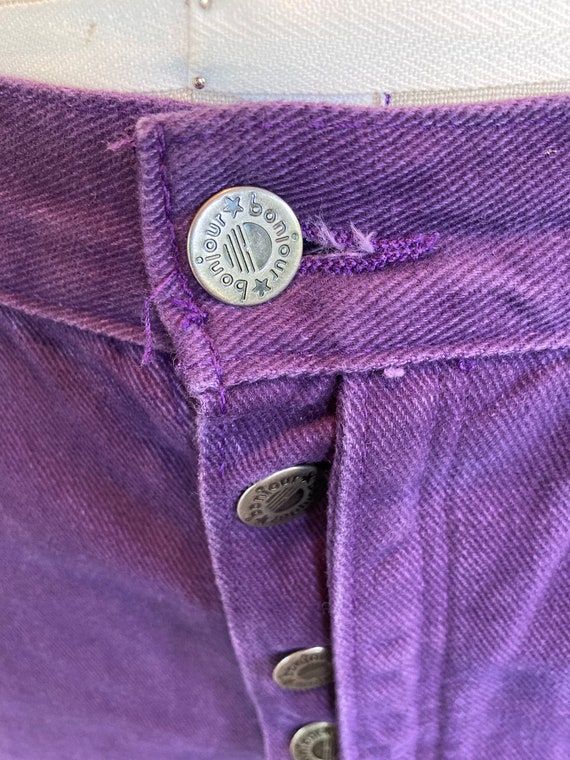 1980s/1990s Bonjour Purple Button Fly Tapered Leg… - image 5