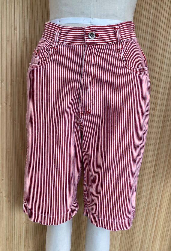 1990s Soho Compagnie Red Striped Bermuda Shorts