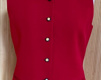 1980s Jones New York Tailored Red Vest