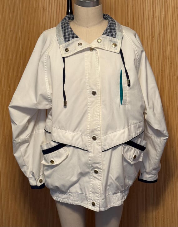 80s CS Essentials Reversible Snap Front Poplin an… - image 1