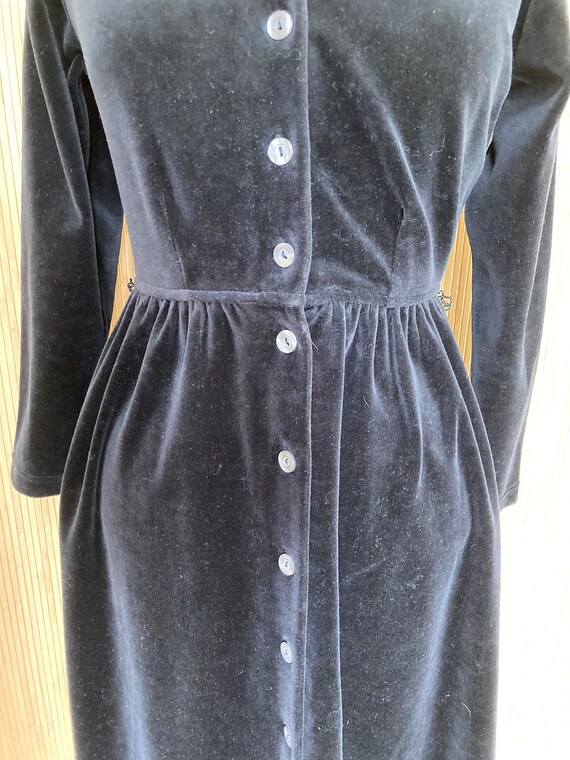 1980s Lizsport Black Velour Dress - image 2