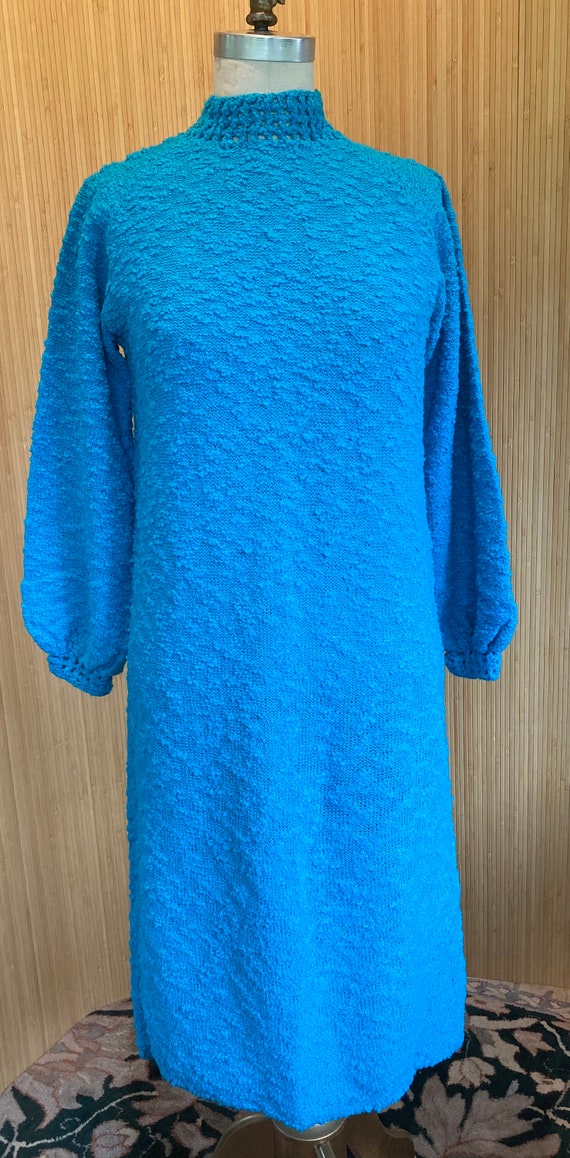 Jane’ Nubby Knit turquoise Blue Knit Dress