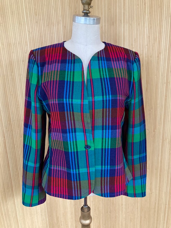 Vintage Jewel Tone Plaid Jacket