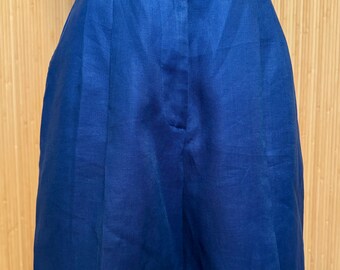 Vintage Talbots Royal Blue Pleat Front Linen Bermuda Shorts