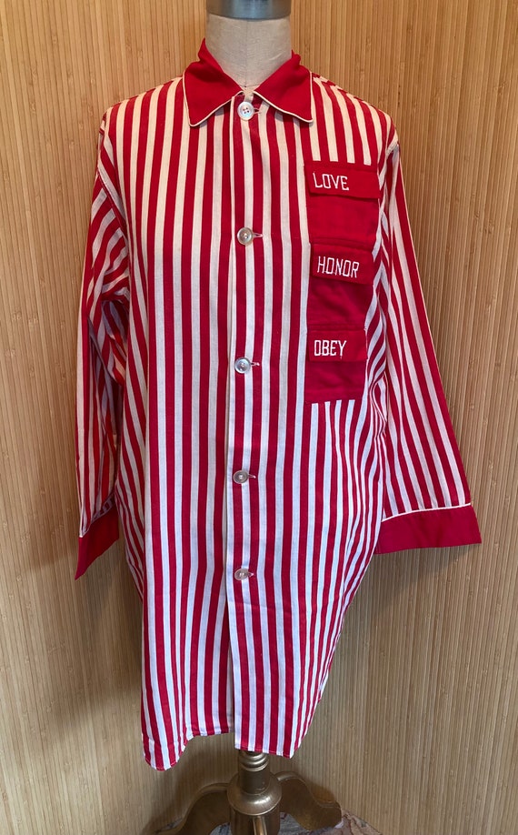 1960s/70s Novelty Red Striped Wedding Nightshirt