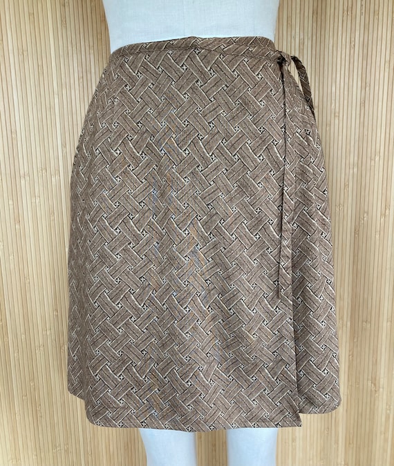 1990s Talbots Latticework Print Side Tie Skort