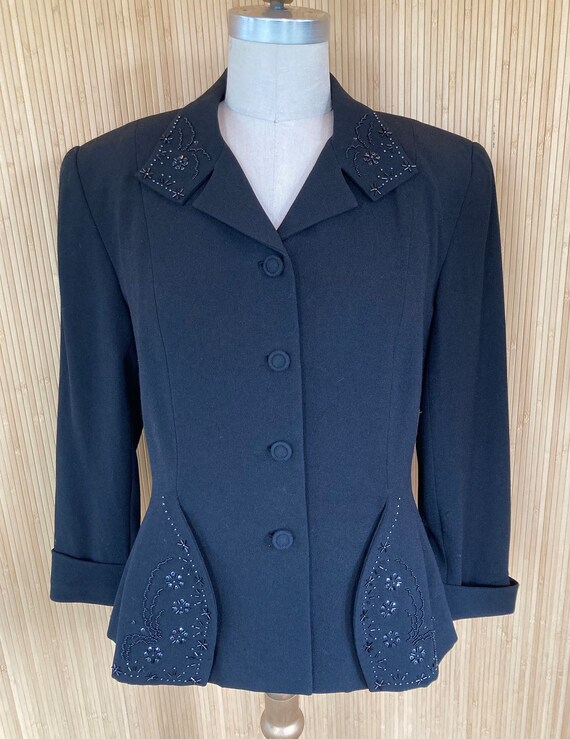 1990s Zelda Black Beaded Jacket Gem