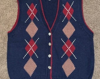 80s Argyle V-Necked Sweater Vest by Silvercord
