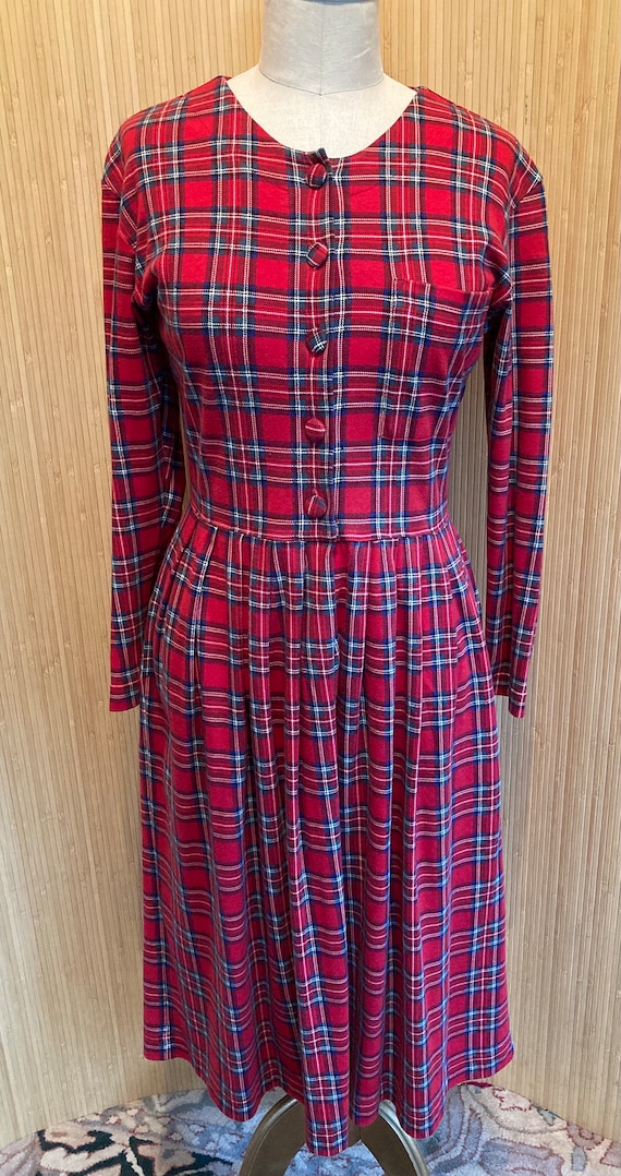 Vintage Talbots Red Plaid Flannel Dress