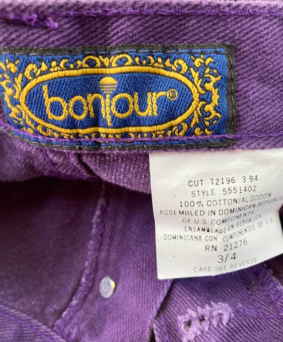 1980s/1990s Bonjour Purple Button Fly Tapered Leg… - image 6