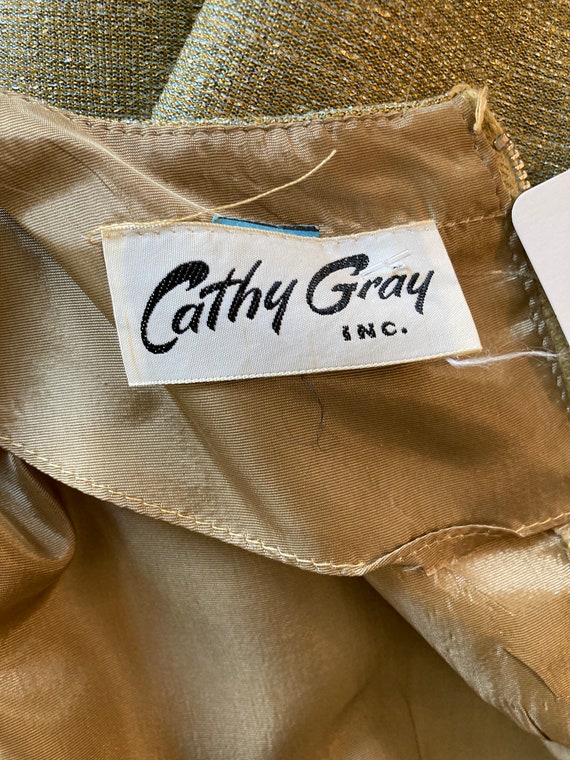 1960s Cathy Gray Metallic Gold Dress & Jacket - image 8