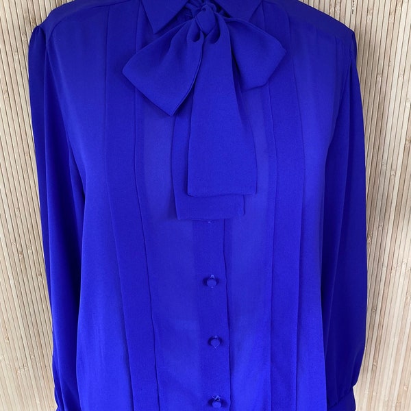 1980s Objectives Front Pleat Detachable Tie Blouse