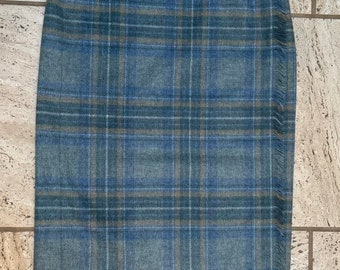 Vintage Talbots Light Blue Plaid Midi Wrap Skirt