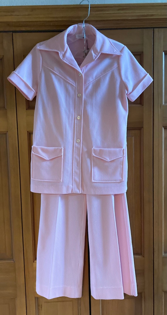 1970s JSE Pink Striped Pantsuit