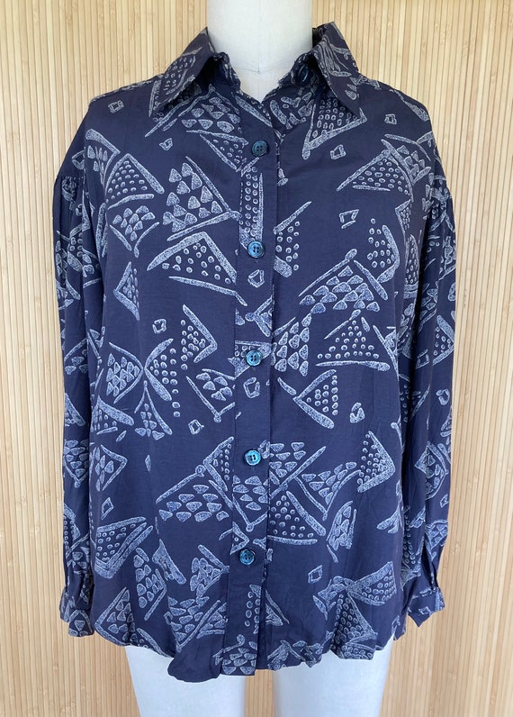 1970s Lady Sansabelt Batik-like Print Shirt