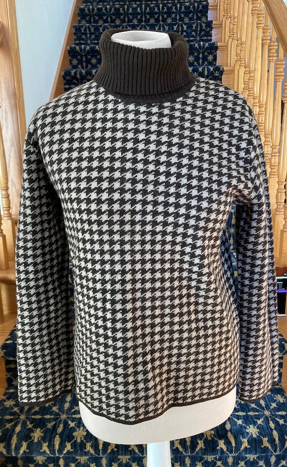 80s/90s Talbots Brown Houndstooth Turtleneck