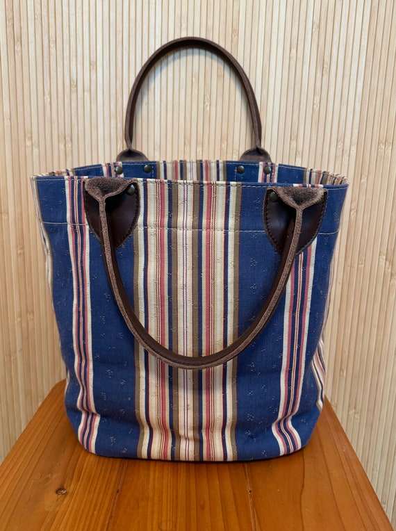 Vintage Laura Ashley Striped Fabric Tote - image 1