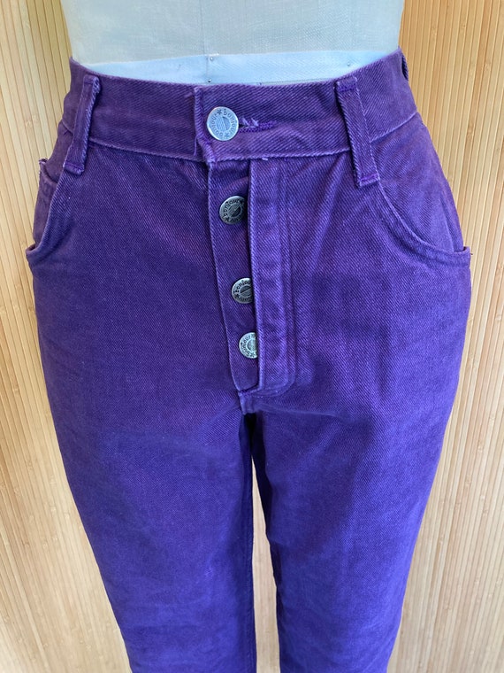 1980s/1990s Bonjour Purple Button Fly Tapered Leg… - image 2