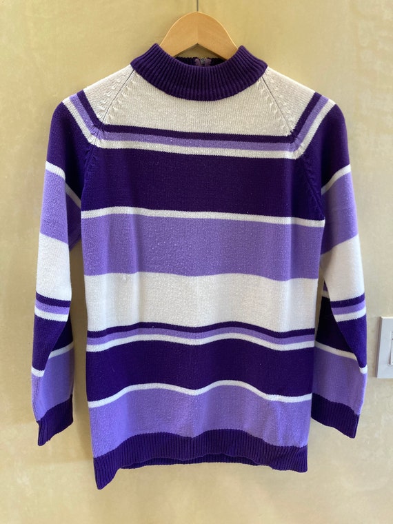 1960s Purple Striped Knit Top