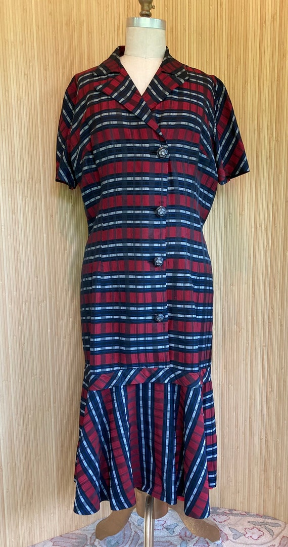 Vintage Plaid Dropped Waist Dress