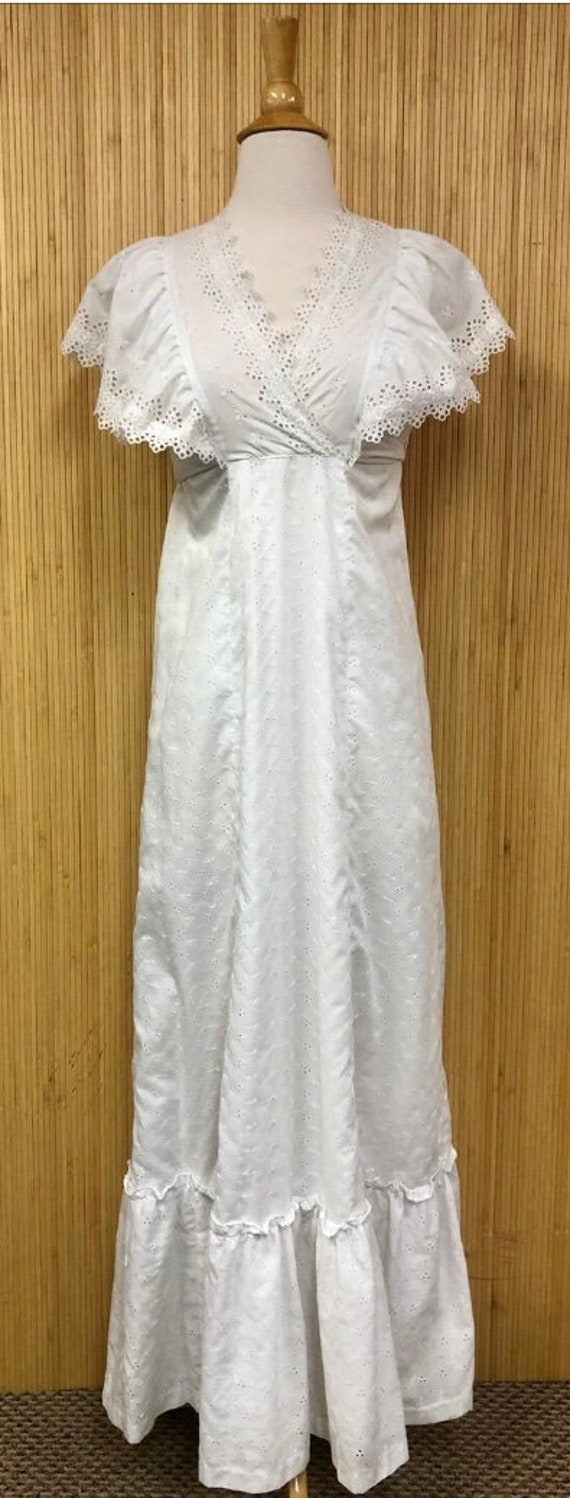 1970s Trivia White Eyelet Maxidress