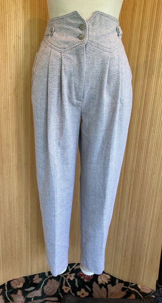 1980s Sparks Light Gray Pleat Front Pants - image 1