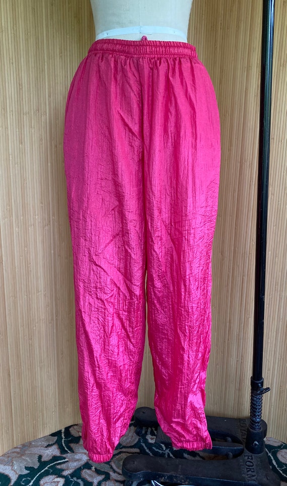 1980s Hot Pink Crinkle Joggers