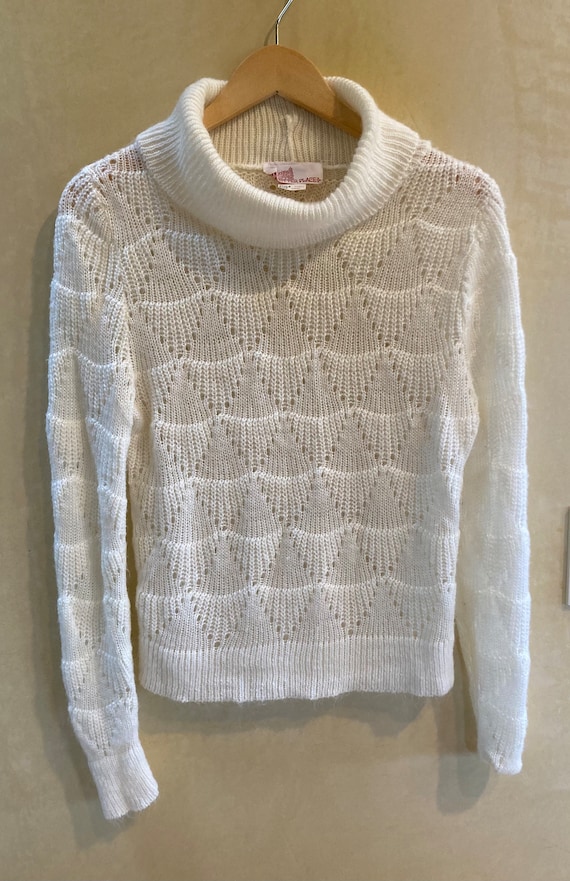 1970s Cozy Pointelle Cowl Neck Sweater